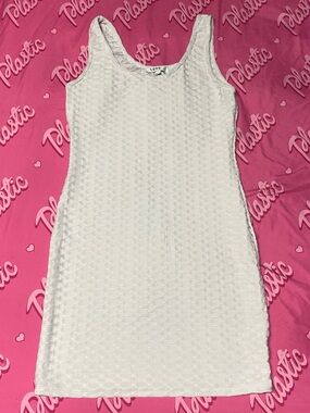 EUC Love J White Honeycomb Fitness Workout Gym Lounge Mini Casual Day Dress